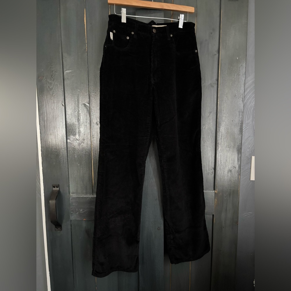 Vintage 80’s ROAD RAGS Black WIDE Wale Corduroy Wide Leg Pants sz 7/8 (Tall)
